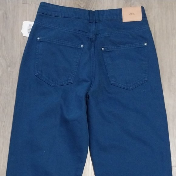 Zara Blue Denim Pants NWT Size 6 - Picture 4 of 7